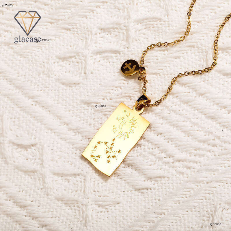 Ins Twee Constellations Double-Sided Pendant Personality Clavicle Necklace Jewelry Hip-Hop