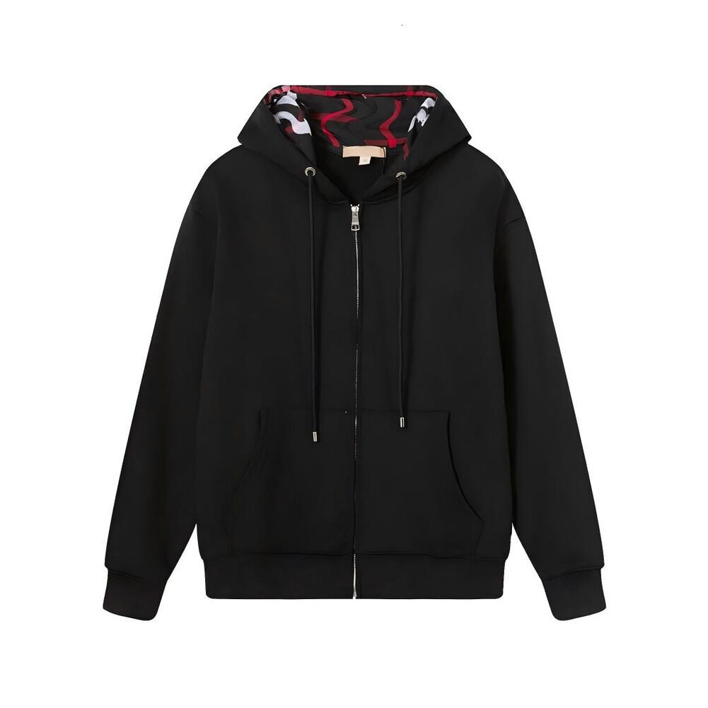 Burburyrs Zip Up Hoodie Designer Men's Women's Hoodies Designer Autumn And Winter Checkered Hoodie Loose Pullover Thick Long Sleeved Cardi
