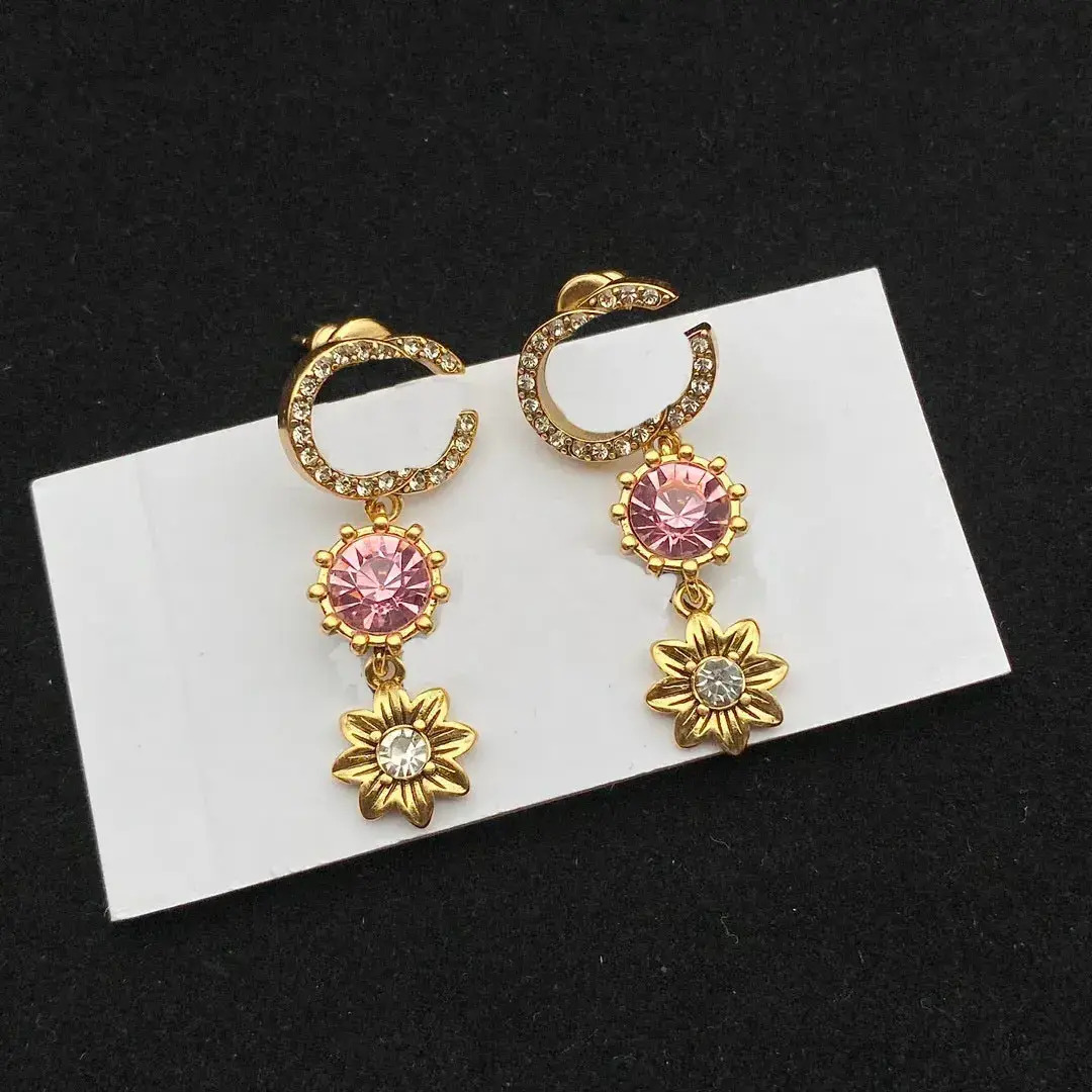 Dangle Earrings Luxury Fashion Popular Dangle Chandelier Women Color dangling Diamond Flower Pendant Designer Earrin