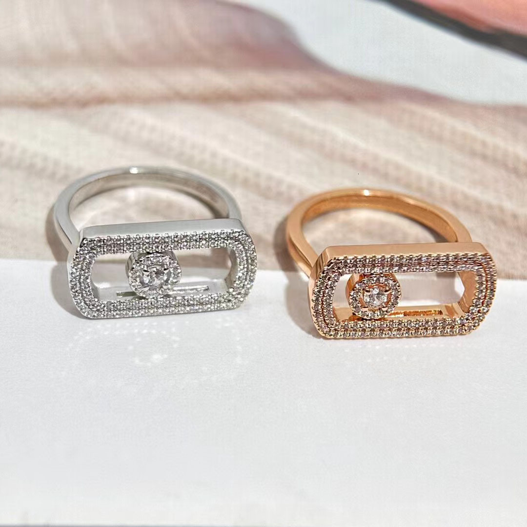 Mesikaa Ring Woman Jewelry Designer Messikaas Ring For Woman Men Band Rings Sika Fashion Geometric Wide Personality Sliding Diamond Ring For Women
