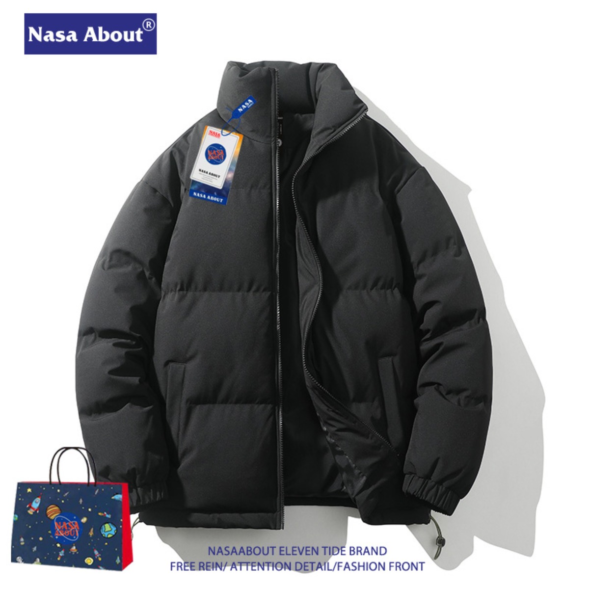 Unisex American Streetwear Oversized Puffer Jacket Stand Collar Thickened Windproof Winter Bubble Coat Padded Couple Outerwear Designer Parkas Whole