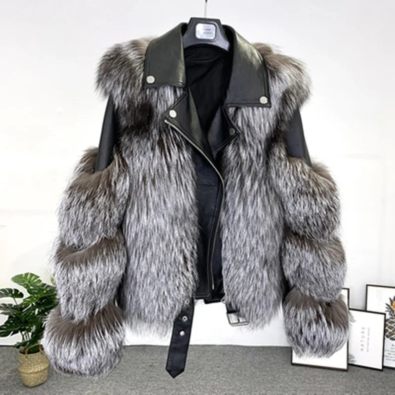 Winter Fox Fur Coats With Genuine Sheepskin Leather Wholeskin Natural Jacket Outwear y Women 261017