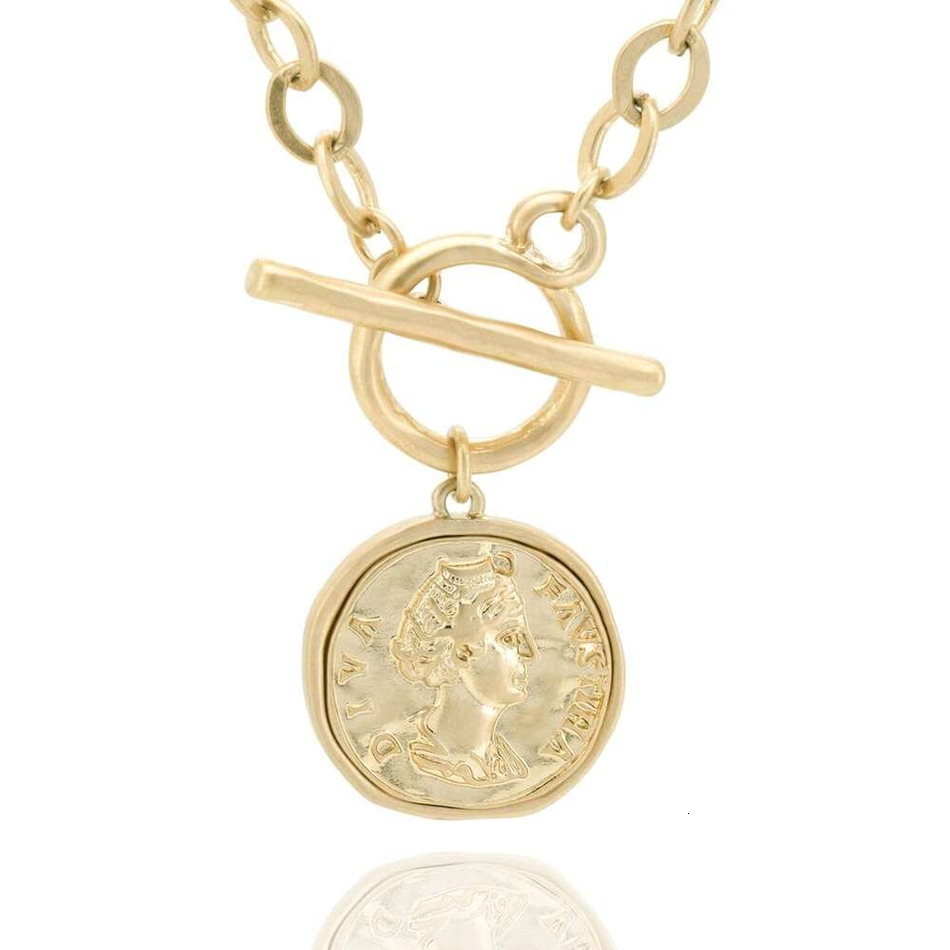 2026 New Chunky Gold Coin Pendant Necklace Trendy Layered Statement Chain Antique Toggle Design With Thick Link perfume Fashionable Necklaces cologn