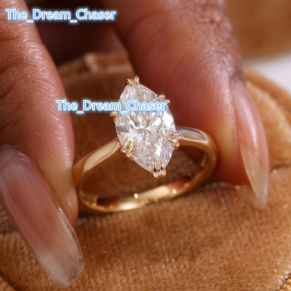 Marquise Cut 1CRT Lab Grown Diamond Ring 18K Yellow Rose White Gold Engagement Band for Women Anniversary Wedding Gift