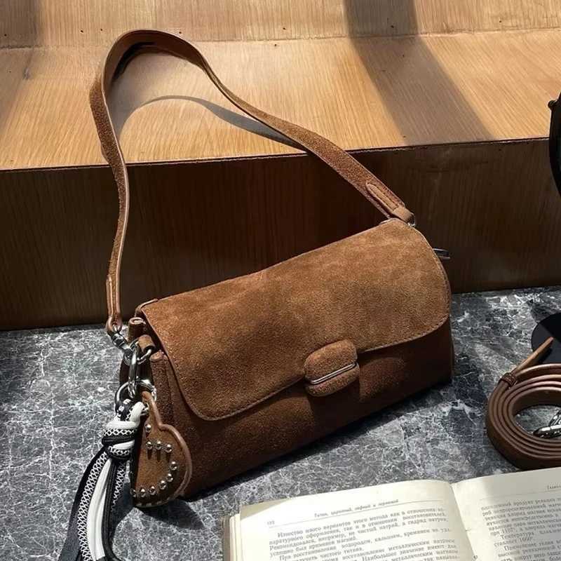 Evening Bags Genuine Grade Designer Women's Small Shoulder Crossbody Small Square Bags Suede Leather Female Daily Purse Underarm Bag H261016
