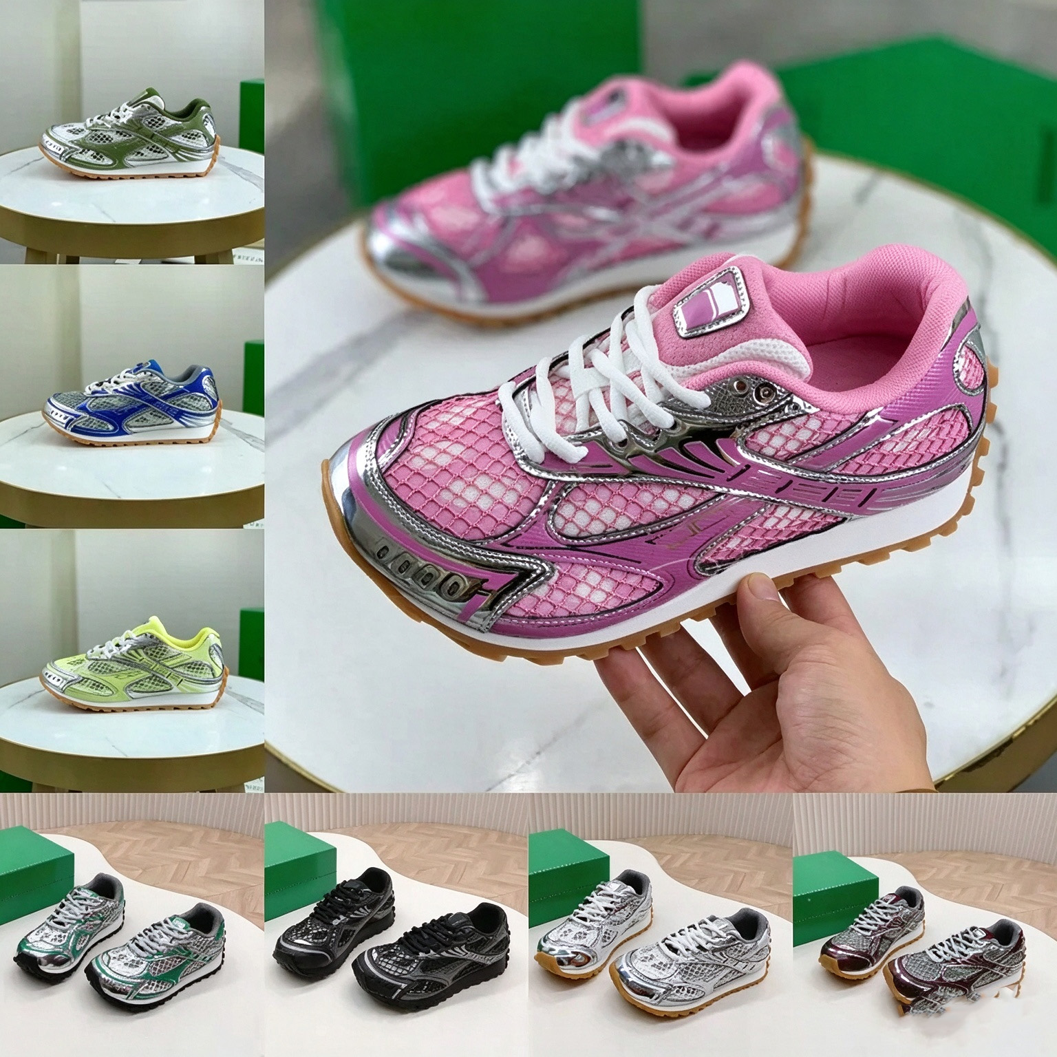 designer shoes orbit Top Quality Designer Runner Sneaker Casual Women Men Trainers Metal Leather Mesh Nylon Fabric Sneakers Green Blue White Black S