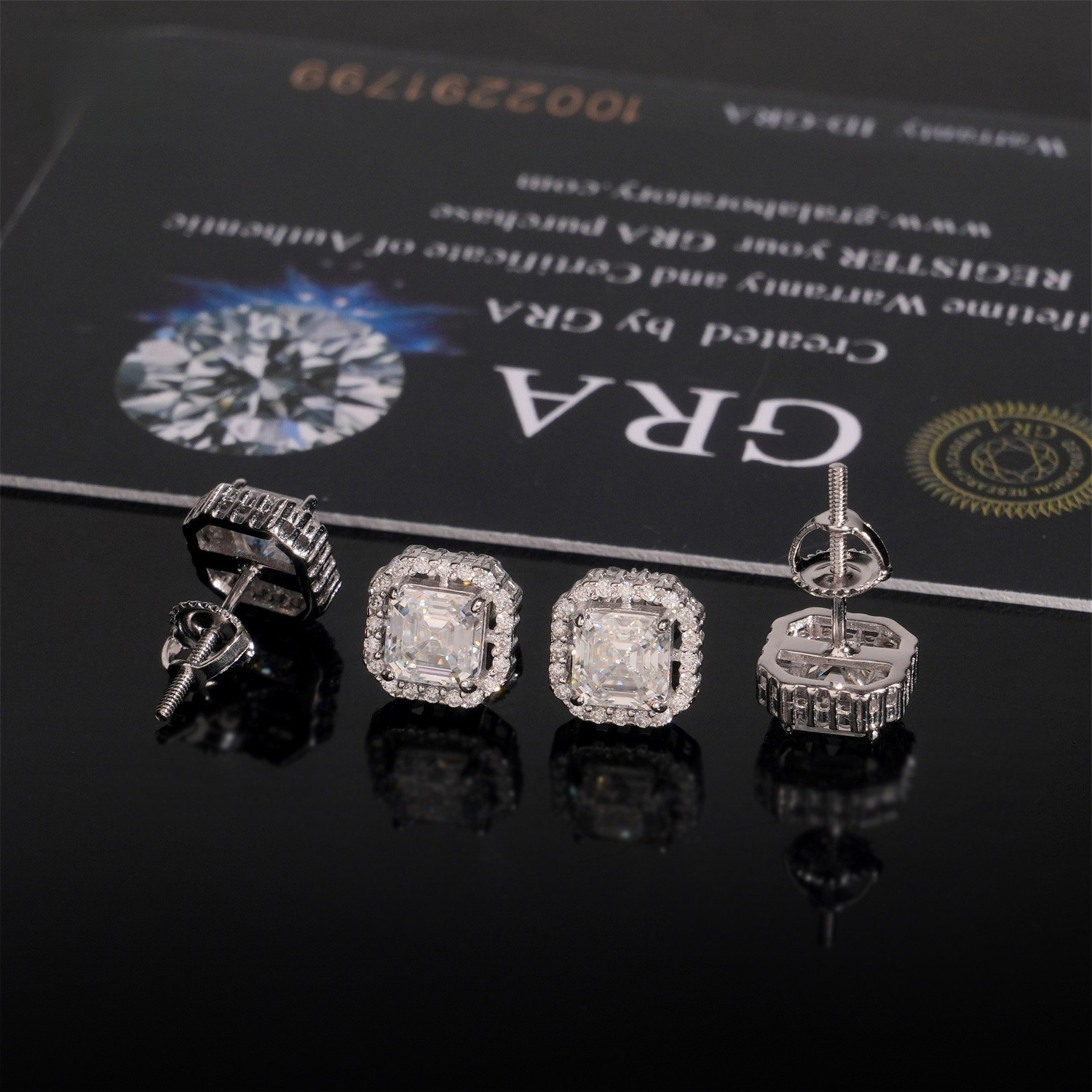 hollow niche 8mm high-end earrings with S925 silver inlaid moissanite, elegant and versatile for everyday wear