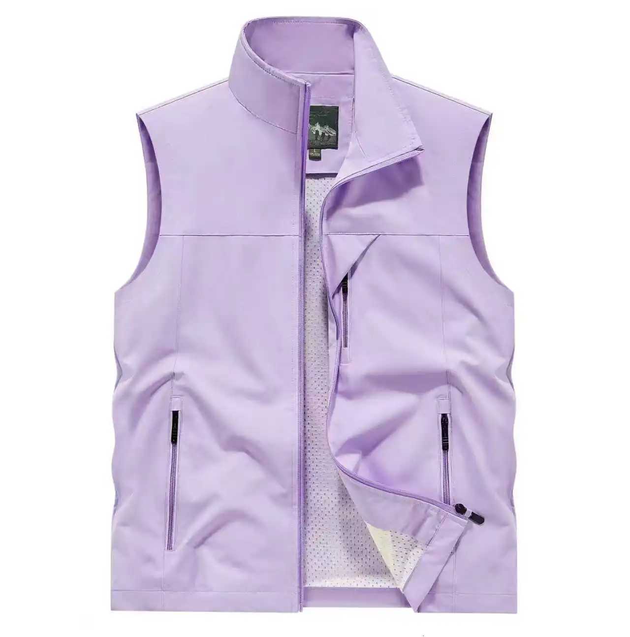 Softshell Men's Vests Men Lightweight Vest Stand Collar Full Zip Mesh Lining Zipper Pockets Outdoor Casual Sleeveless Work Waistcoat GiletW2610