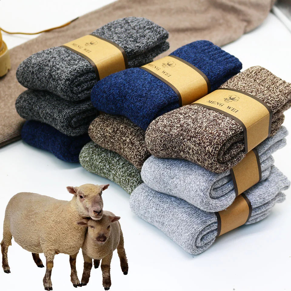 35 Pair Winter Mens Merino Wool Socks Super Thick Warm High Quality Harajuku Retro Snow Casual Antifreeze Cashmere Men 261017