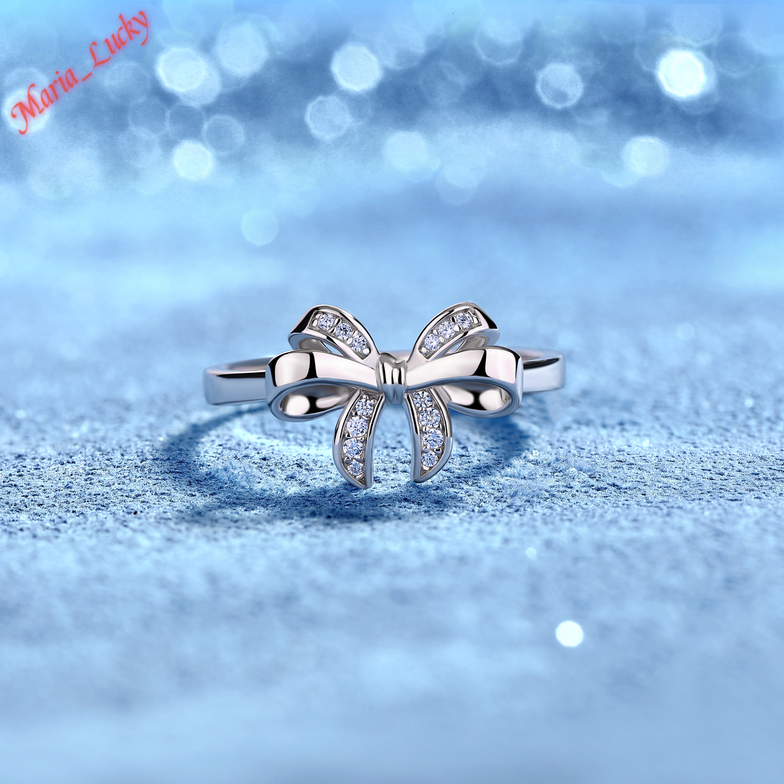 High Quality 0.06 CT VVS Moissanite Bow Knot Ring Solid S925 Sterling Silver Gold Plated Exquisite Paved Stone Sweet Light Luxury Women Finger Ring