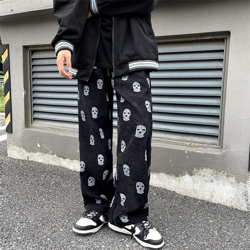 european and american streetwear mens retro loose straight wide leg pants for spring and autumn hiphop casual long pants trendy