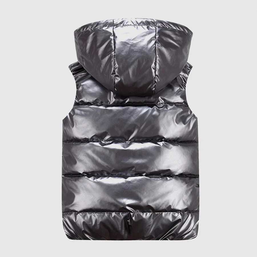 Vests Men Winter Hooded Men's Padded Vest Glossy Sleeveless Jacket Casual Outwear Thicken Warm Coat Waterproof Waistcoat Men Clothing 4XLW26101