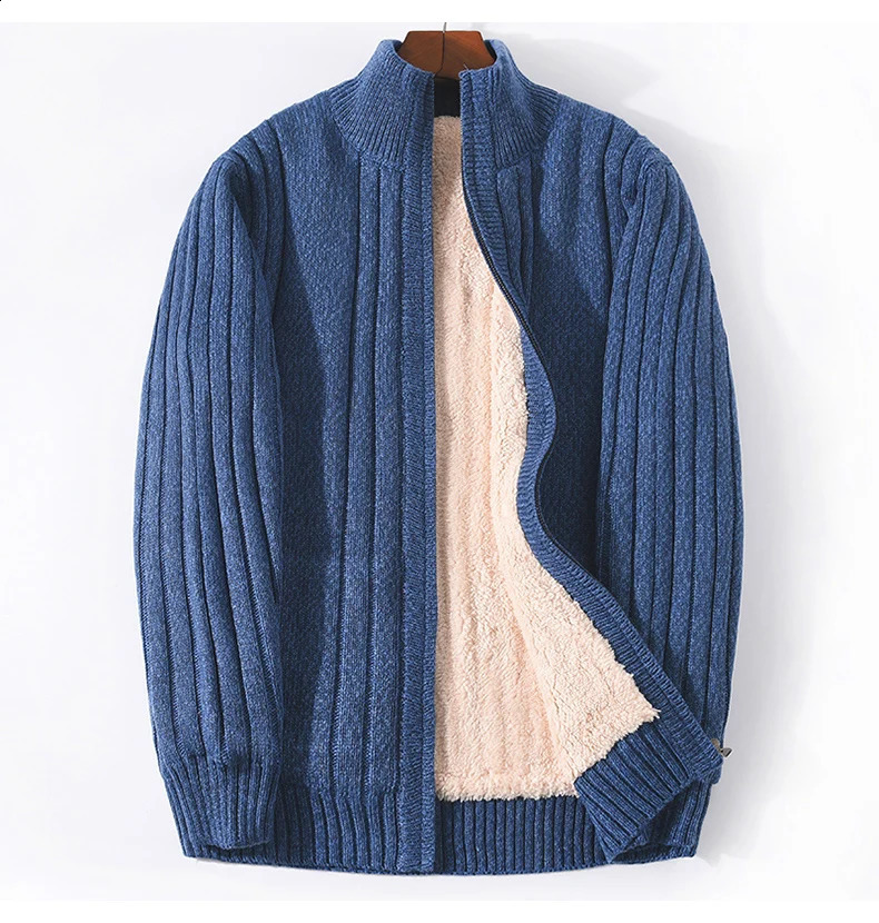 Plus Size M6XL 7XL Winter Sweater Male Lamb Cashmere Knitted Black Cotton Polyester Thicken Warm Cardigan Men Clothing 261012