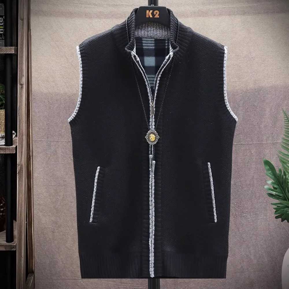 Cardigan Men's Vests Vest Sweater Men's Wear Fall and Winter Knitwear Warm Padded Thickened Jacket Zip Knittwear HarajukuW261017