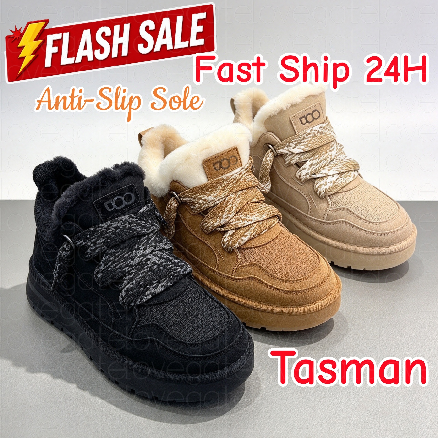 Designer Tazz Maxi Shearling Slippers Tasman Fur Mules Platform Slip-On Shoes For Men Women Fluffy Suede Winter Home & Outdoor Shoes Sand Driftwood