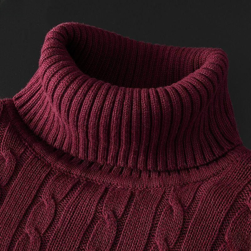 Turtleneck Thick Cotton Knitwear Fleece Lined Thickened Thermal Underwear Men's Men's Warm Sweater Sweater Soft and StylishCasual knit swe