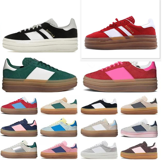 Women Platform Bold Designer Gazell Casual Shoes Crimson Velvet Cream Black Leopard Collegiate Pink Blue Gum Suede Leather Sneakers Womens Trainers