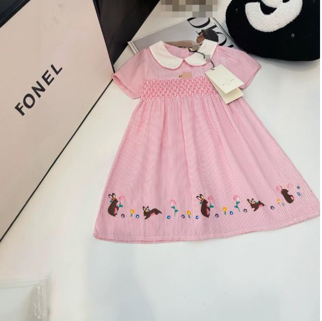 Summer Kids Designer Clothes Cute Two Piece Skirt Set Baby Girls Children Clothing Dresses Sets Short Sleeve Pullover T-shirt Pleated Cake Dress P84