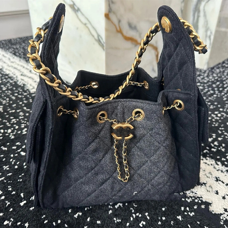 2026 New New Cross-Border Denim Hobo Bucket Trendy Commuter Chip High Version 25C Shoulder Crossbody Bag Free Shipping Free Shipping