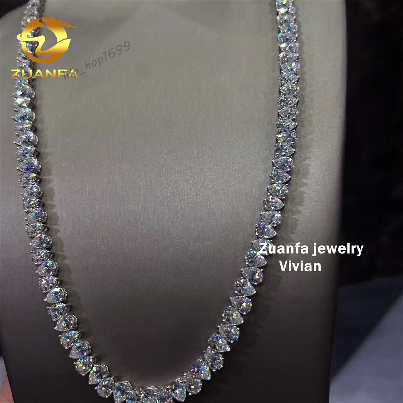 925 Sterling Silver Hip Hop Pass Diamond Tester Fashion GRA Certificated Cross Moissanite Tennis Chain Necklace