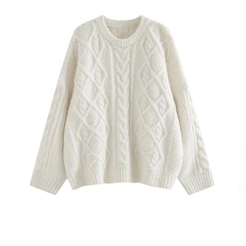 2026 New Designer Women's Sweater Autumn/winter Soft And Comfortable Multi Functional Milk White Round Neck Loose Hoodie Lazy Style Knitted Coa