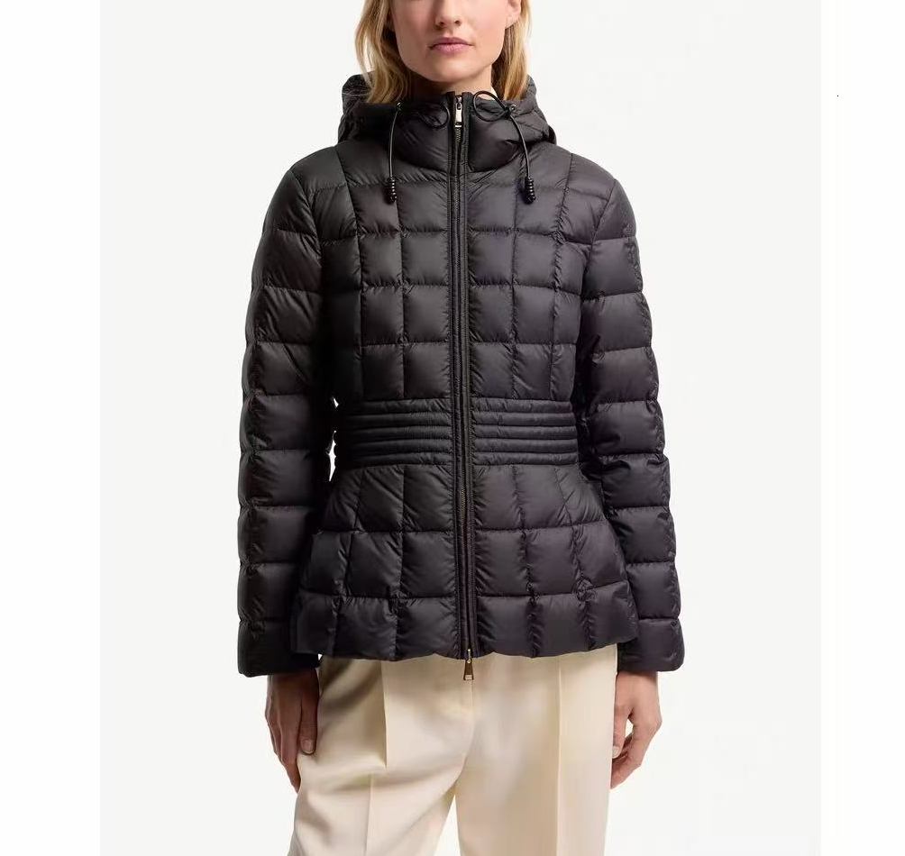 Designer Womens Black Label Winter Warm Down Jacket Puffer Mid Length Parka