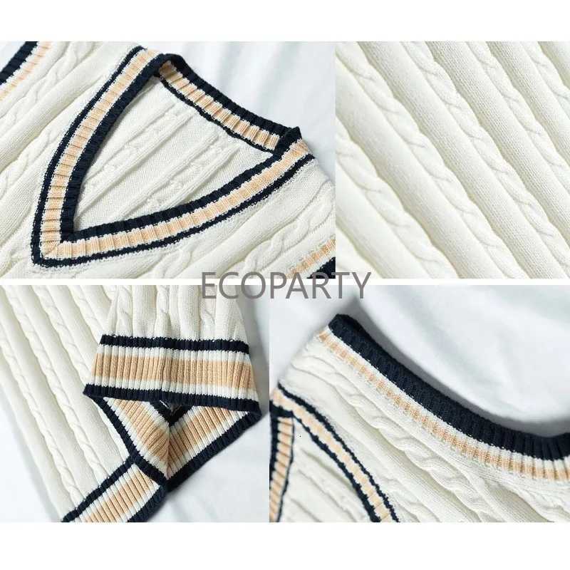 Vests Sweater Vest Men Men's Thicken V-neck Sleeveless Knitted Sweaters Vests Striped Retro Preppy-style Simple Chic Loose Casual All-matchW261