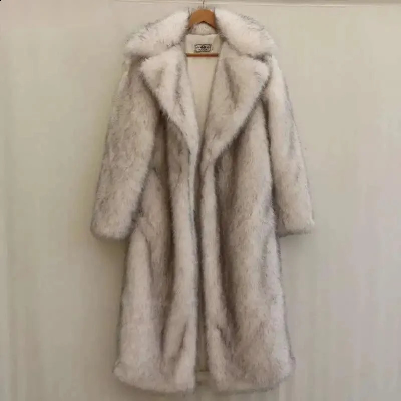 Men's Mink Fur Coat Winter Warm Fashion 2024 Solid Color Long Sleeve Male Tops Korea fashion XDE45 261012
