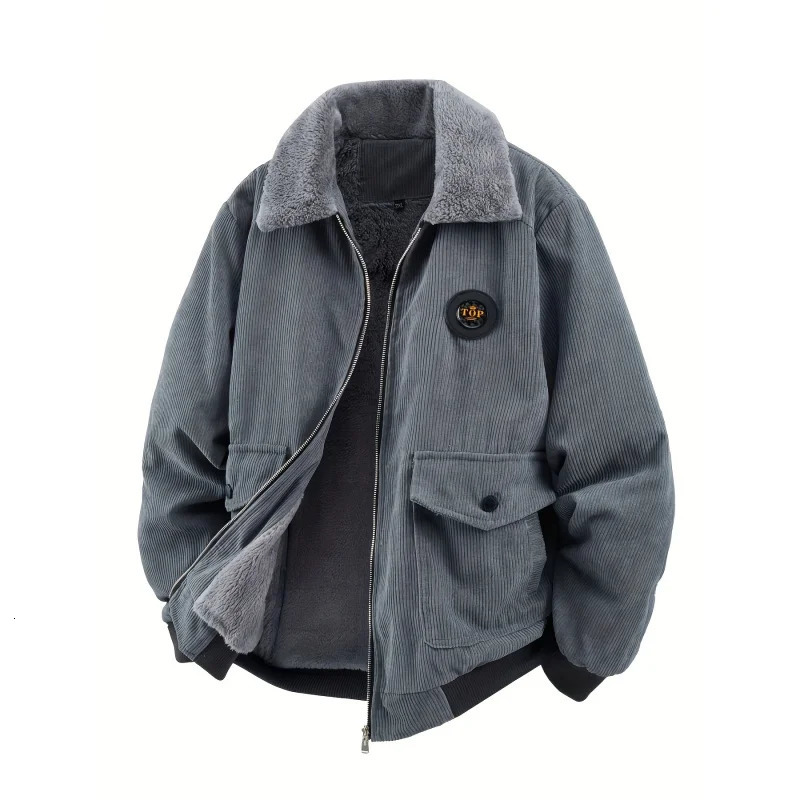 Men's retro style fleece corduroy jacket Casual Stand CollarZipperLong Sleeve Autumn Winter Style 261010