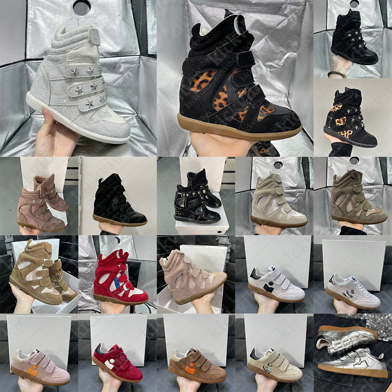 designer boots wedges sneakers high top men women boots rhinestone or suede velcro strap fashion casual comfort platform ankle booties black red sil
