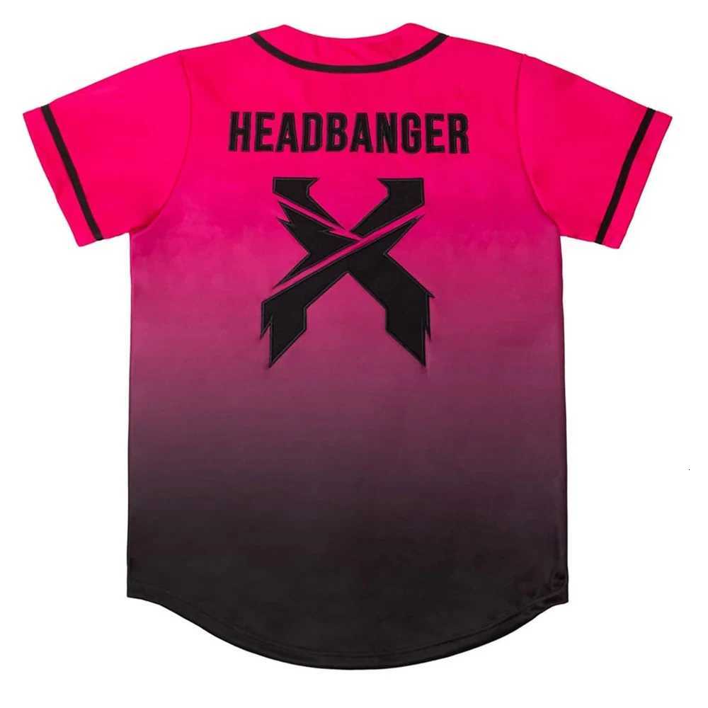 T-Shirts Headbanger Baseball Music Men's FESTival Merch V-NeCK Short Sleeve Button-up Shirts Women Men Streetwear TopsW261017