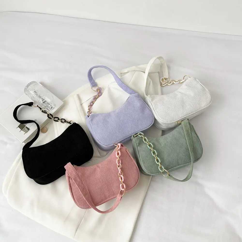 Evening Bags Corduroy Chain Shoulder Bag For Women Fashionable And Lightweight Underarm Bag Trendy Handbag Spring New Women's Bag H261016