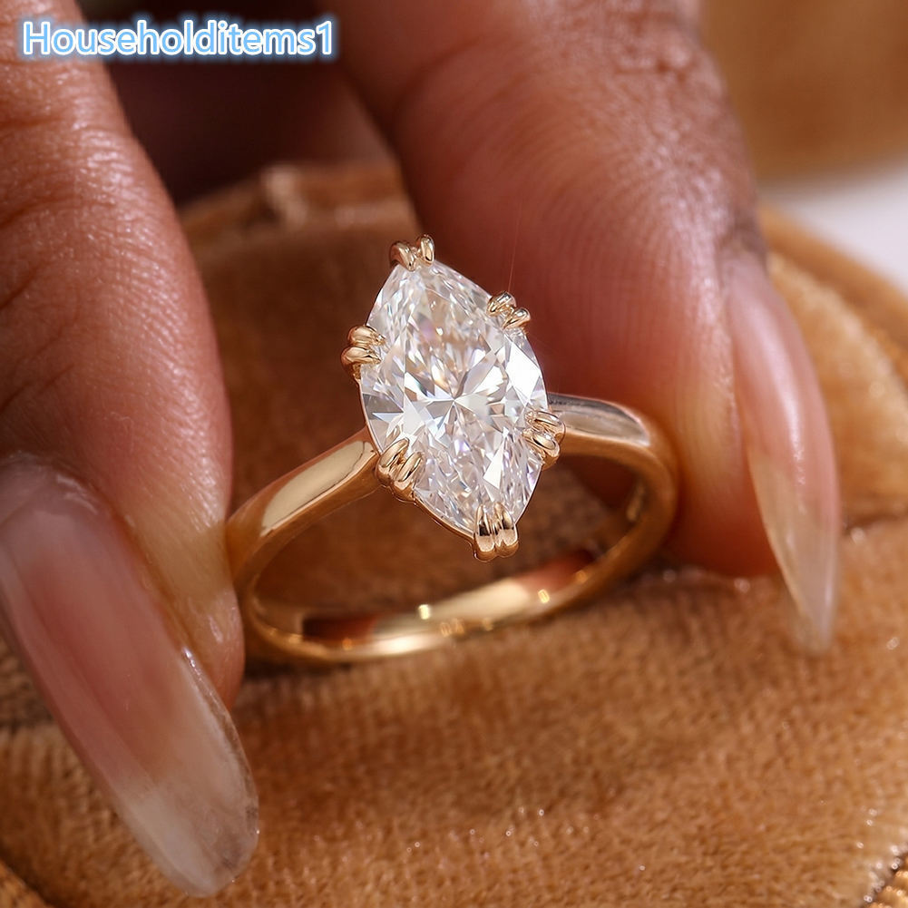 Marquise Cut 1CRT Lab Grown Diamond Ring 18K Yellow Rose White Gold Engagement Band for Women Anniversary Wedding Gift