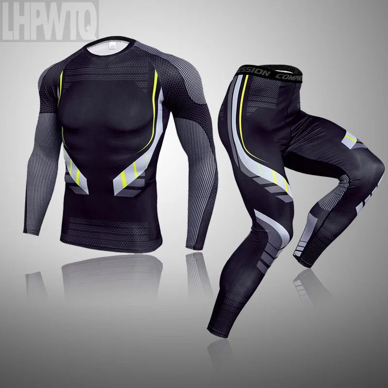 Men's Compression Sports Thermal Underwear Men Clothing Winter Rashgard Track Suit Gym Bodybuilding Second Skin Sets 261012
