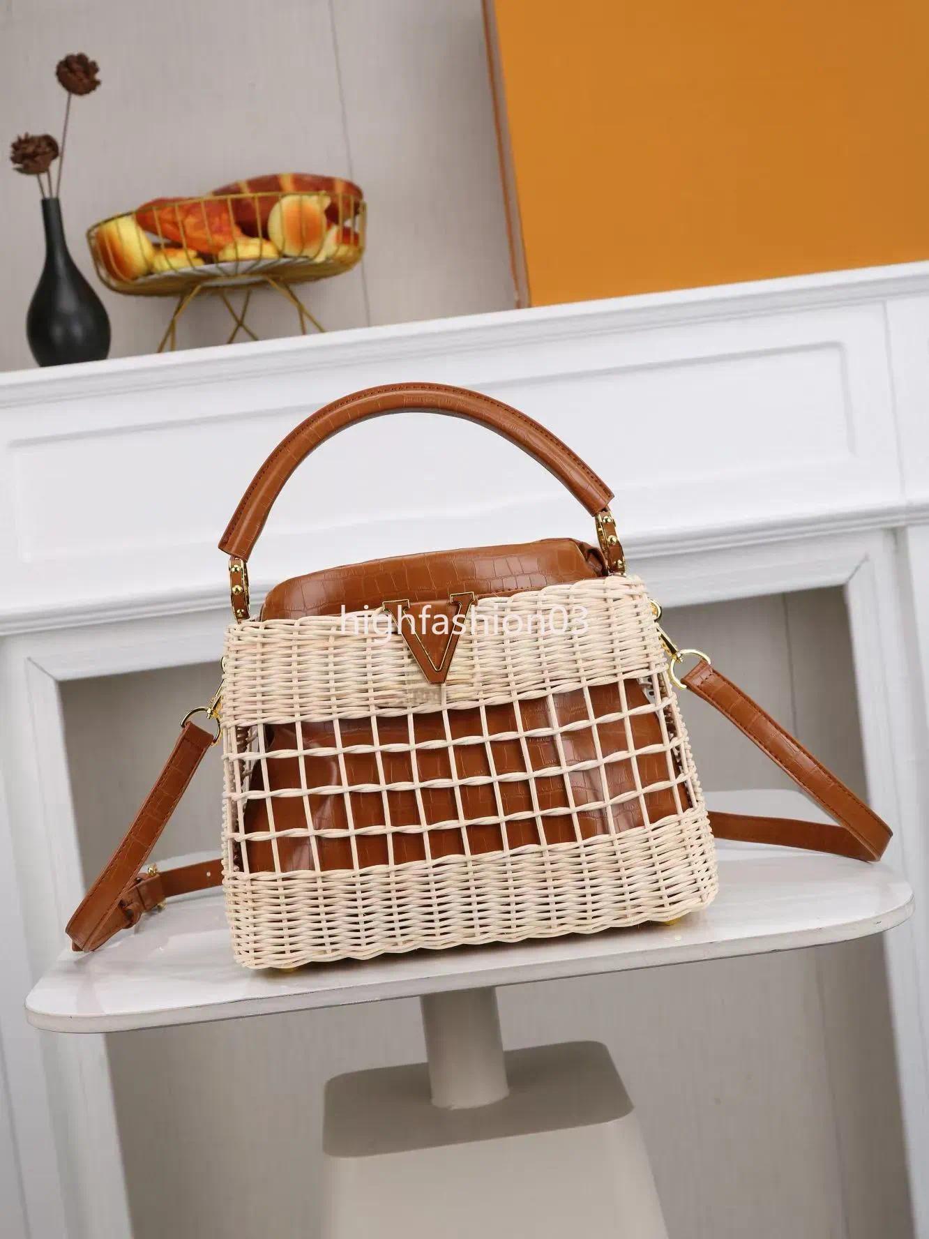 high quality tote bags designer women bag Woven handbag luxury shouder bag Summer Rattan weaving Handbag Lady beach bag crossbody bag M2A038 Color M
