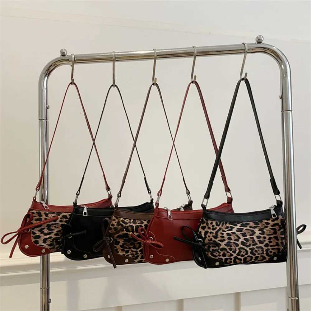 Evening Bags Simple Double Bow Shoulder Bag Leopard Print PU Armpit Bag Women's Bag Women H261016