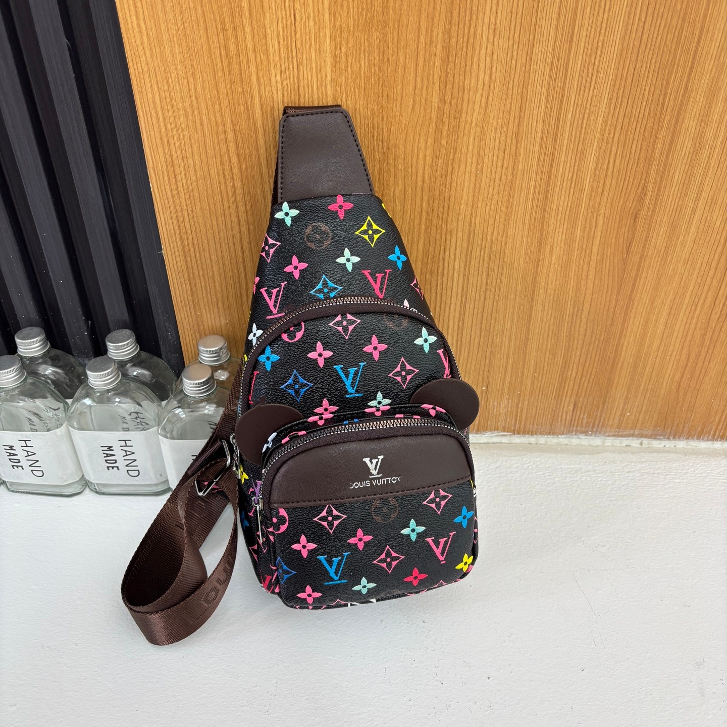 Designer Bag Men/Women Vertical Color Block Crossbody Bag, Casual Commuter Top Handle Multi-Layer Business Shoulder Purse