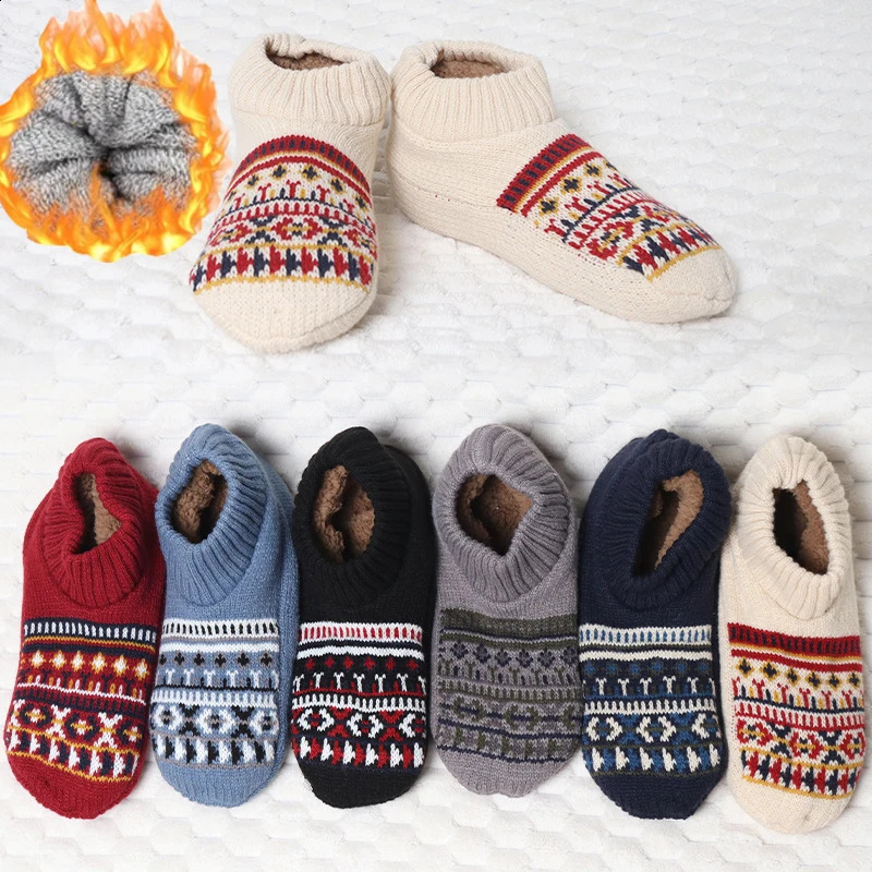 Fall and Winter Floor Socks Home Warm Women Men Snow Sleep Carpet Slippers Fluffy Nonslip 261017