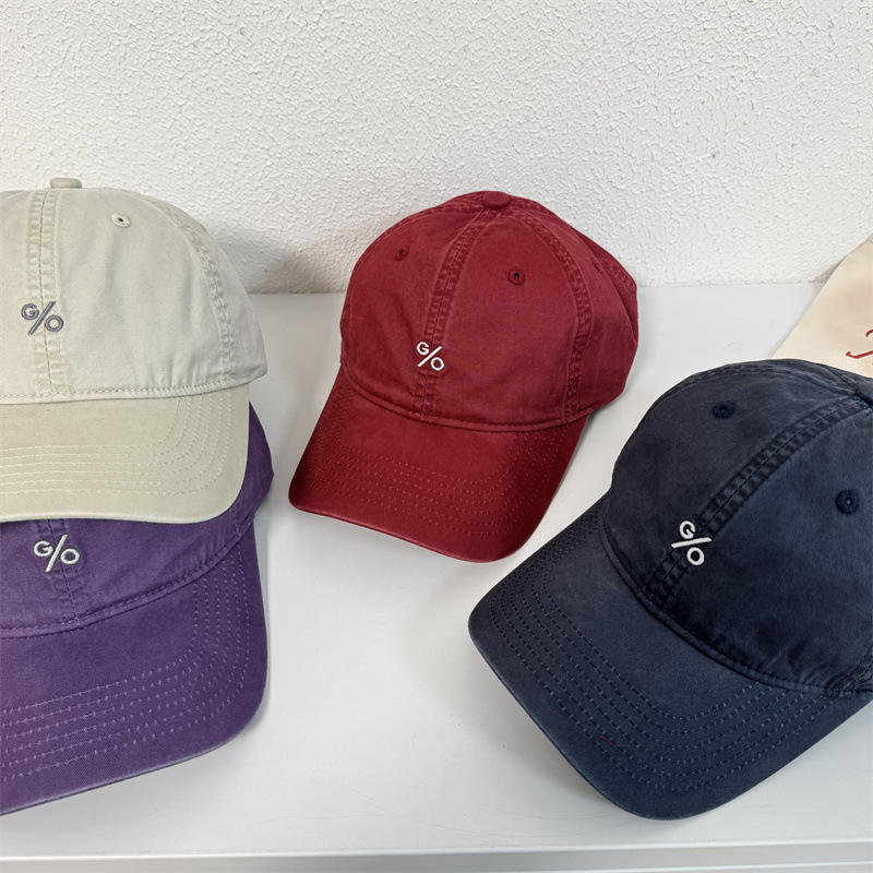 Japanese Style Retro Washed Cotton Baseball Unisex Ins Spring Summer Versatile Curved Brim Soft Top Sunshade Duckbill Cap