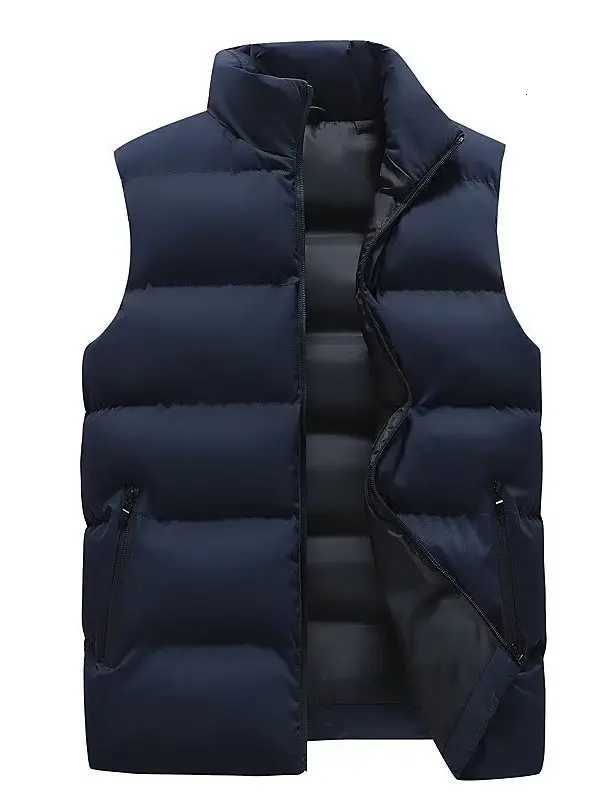 Collar Men's Stand Men's Vests down Cotton Vest Zipper Thickened Warm Casual Shoulder Bared Jacket Autumn Winter Outerwear Fashionable Yo.
