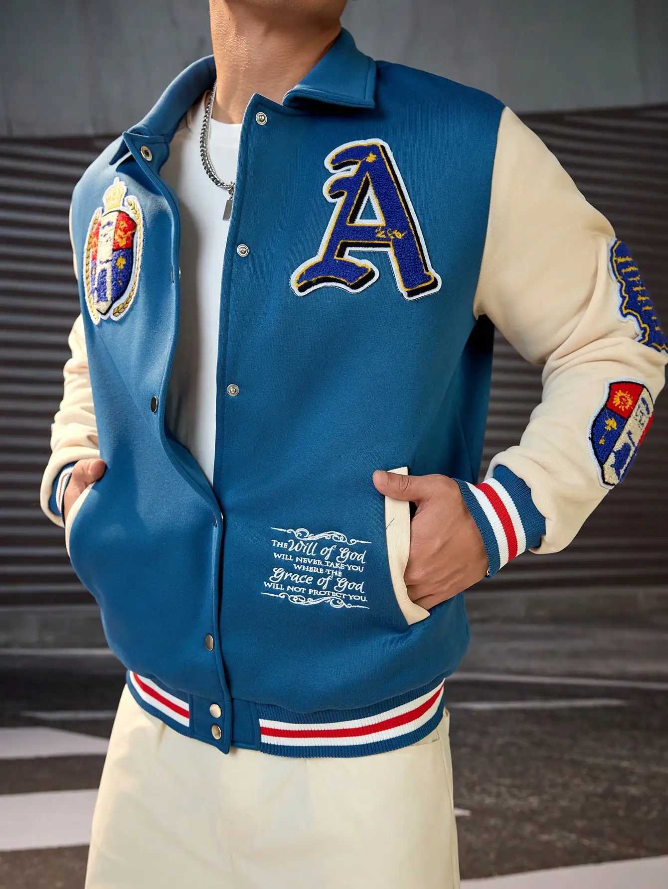 Patchwork Men's Jackets DIYIE Men's Baseball Jacket Long Sleeve Er Coat Men's Varsity Jacket Baseball Jackets Men Women Custom Jacket