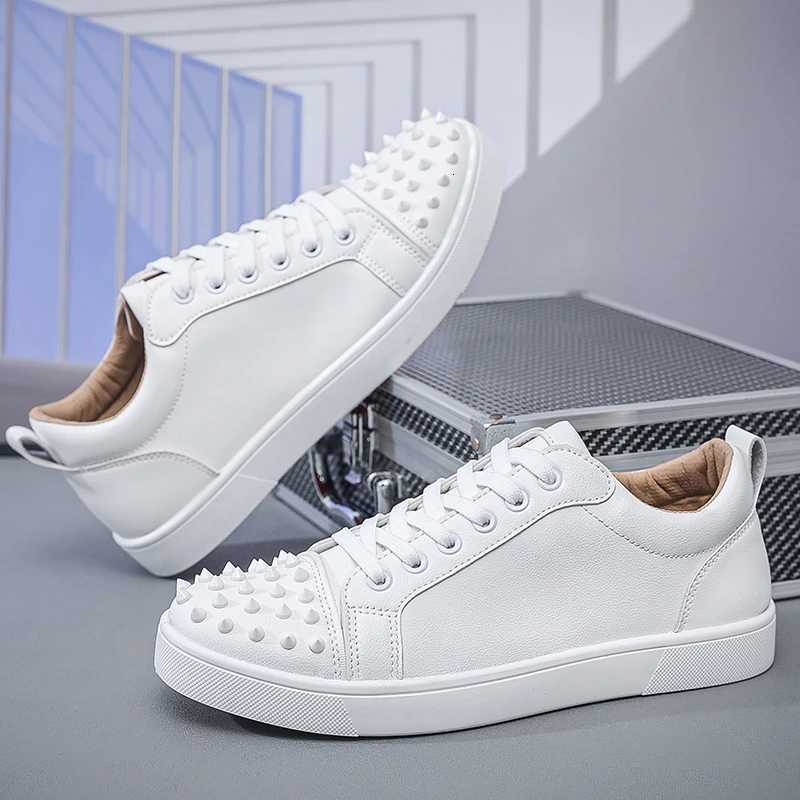 Casual Shoes Men's Punk-style Casual Sneakers Simple and FAshionable Trendy Ultra-suede Leather Shoes White Sneakers H261016