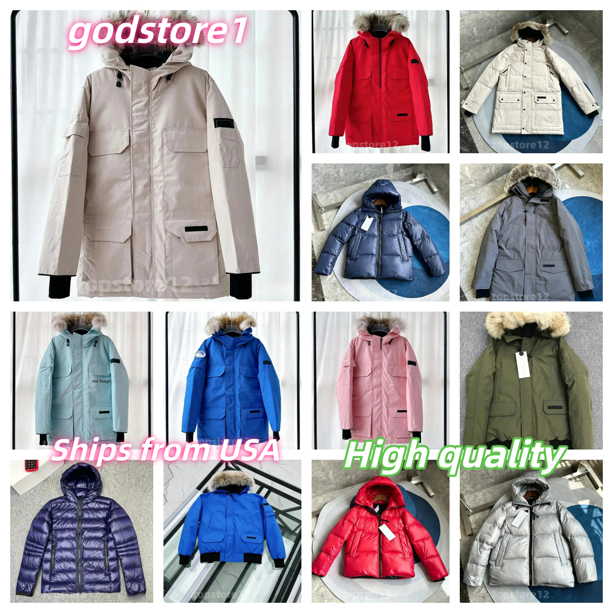 Men Canadian White Duck Down Jacket, Crofton Style Winter Coat With Badge, High Quality Windproof Outdoor Puffer Outerwear