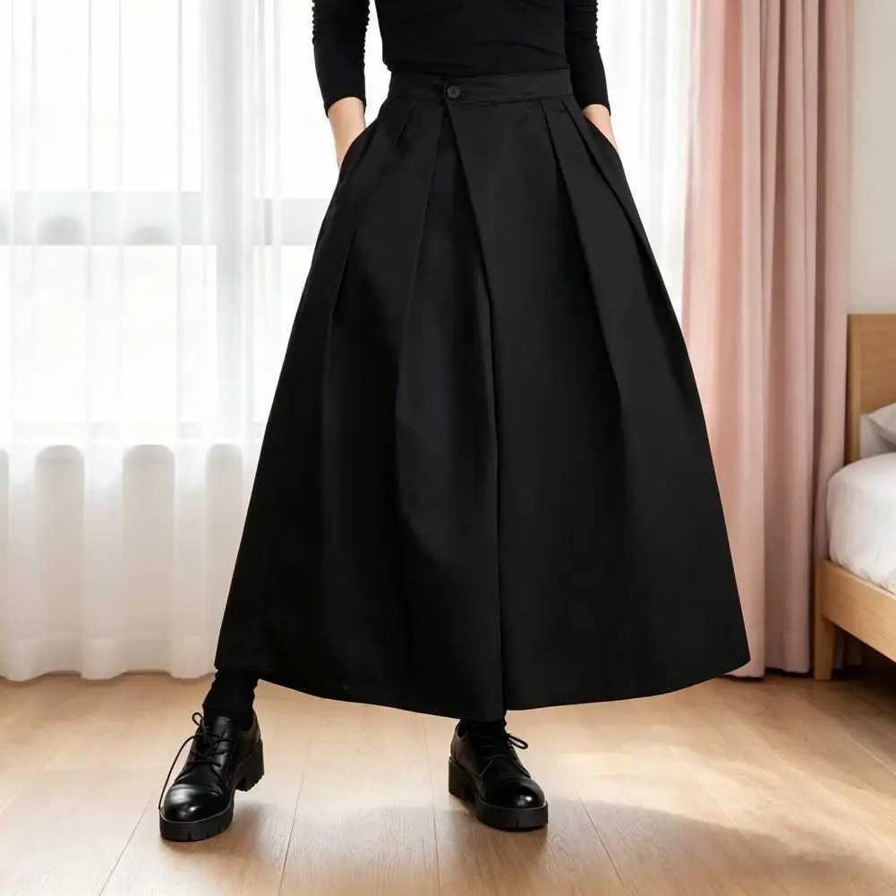 Women's Women's Pants Leggings Capris Summer Women Pants Wide Leg Pleated Design Casual Trousers with Elastic High Waist Pure Color Leisur
