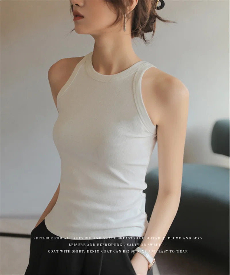 DOIAESKV Basic Solid T Shirt Slim Halter Neck Offshoulder Camisole Tops Tees Summer Female Tanks Sleeveless Drop 261016