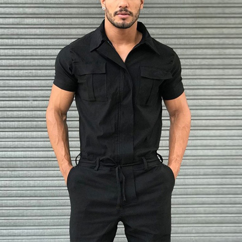 Plus Size Men's Hoodie Retro Fashion Cross Border Hot Selling oversized hooded Men's Pants Casual Amazon Belt Uniform Work Jumpsuit Clothe