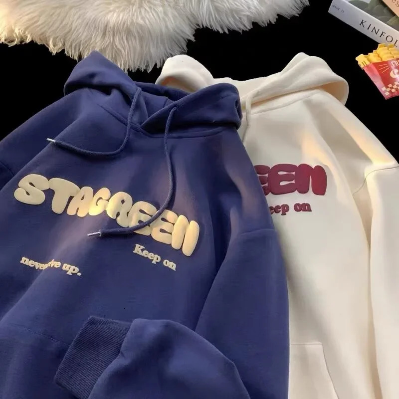 2026 Letter Printed Hoodies For Men and Women Autumn Y2K Streetwear Hooded Sweatshirts Fleece Vintage Fashion Pocket Hoody 261013