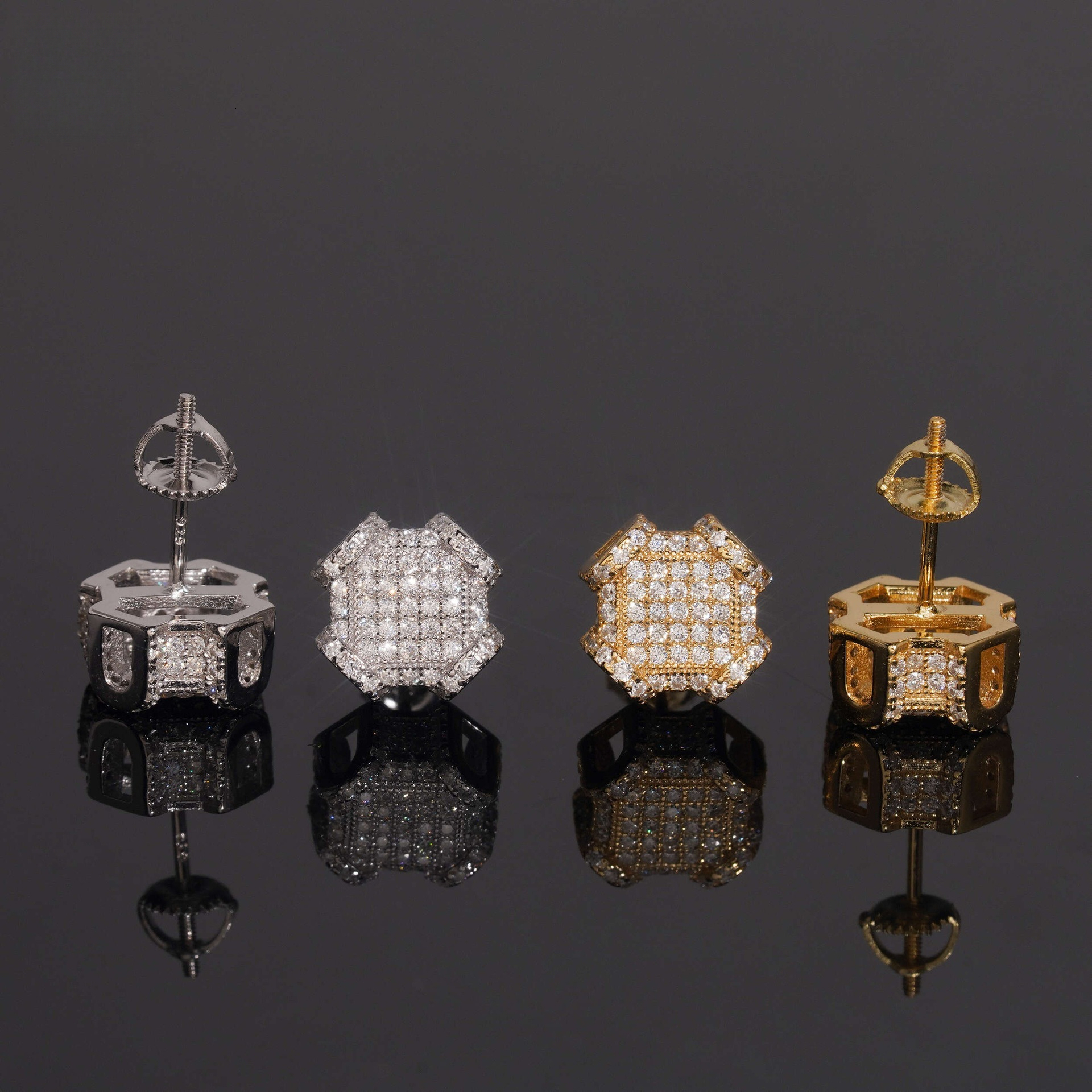High-end, best-selling 10mm fashion design S925 silver inlaid with moissanite, niche style earrings