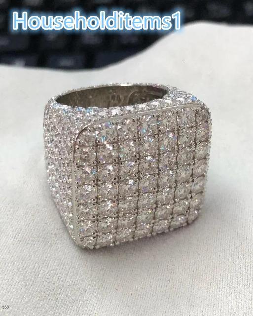 Exclusive Hip Hop 925 Sterling Silver Moissanite Diamond Ring VVS Custom Jewelry for Wedding Party and Gift