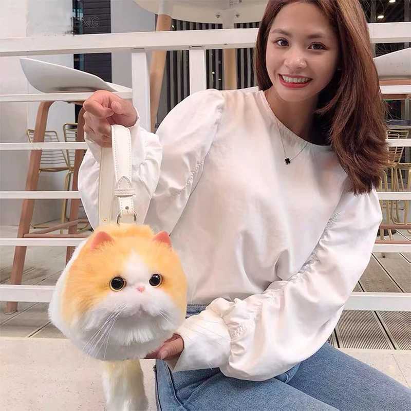 Evening Bags High quality imitation cute bag with large capacity plush Garfield CAT super fire shoulder crossbody bag for women H261016